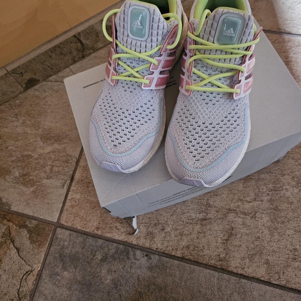 Adidas  ULTRABOOST 1.0 NEON Knit Sneakers - Light  Pink & Lime